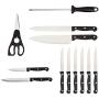 Amazon Basics 14-Piece Kitchen Knife Set with High-Carbon Stainless-Steel Blades and Pine Wood Block