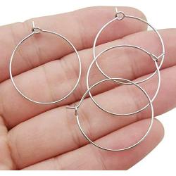 WOCRAFT 150pcs 25mm Strong Stainless Steel Wine Glass Charm Rings Earring Beading Hoop Party Favor for Jewelry Making (10575)