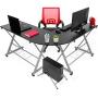 Best Choice Products Modular Wooden Sectional L-Shaped Workstation for Home, Office, Gaming, Study w/Wooden Tabletop, Metal Frame, Pull-Out Keyboard Tray, PC Tower Stand - Black