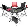 Best Choice Products Modular Wooden Sectional L-Shaped Workstation for Home, Office, Gaming, Study w/Wooden Tabletop, Metal Frame, Pull-Out Keyboard Tray, PC Tower Stand - Black