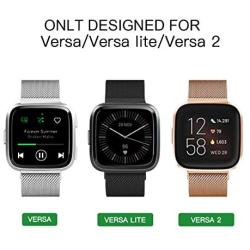 Valband 3 Pack Replacement Bands Compatible with Fitbit Versa/Versa Lite Edition/Versa 2 Smart Watch for Women and Men, with Stainless Steel Loop Metal Material (Large, Black/Silver/Rose Gold)