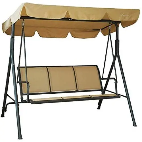 Kozyard Belle 3 Person Outdoor Patio Swing with Strong Weather Resistant Powder Coated Steel Frame and Textilence Seats
