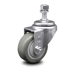 Polyurethane Swivel Threaded Stem Caster w/3'' x 1.25'' Gray Wheel and 1/2'' Stem - 250 lbs Capacity/Caster - Service Caster Brand