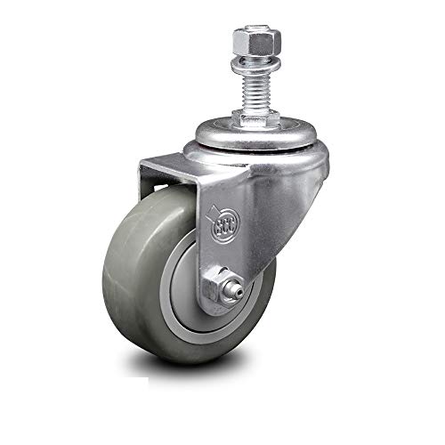 Polyurethane Swivel Threaded Stem Caster w/3'' x 1.25'' Gray Wheel and 1/2'' Stem - 250 lbs Capacity/Caster - Service Caster Brand Polyurethane Swivel Threaded Stem Caster w/3'' x 1.25'' Gray Wheel and 1/2'' Stem - 250 lbs Capacity/Caster - Service Caster Brand