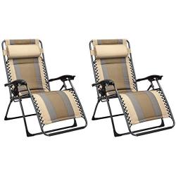 Amazon Basics Outdoor Padded Zero Gravity Lounge Beach Chair - Pack of 2