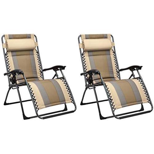 Amazon Basics Outdoor Padded Zero Gravity Lounge Beach Chair - Pack of 2