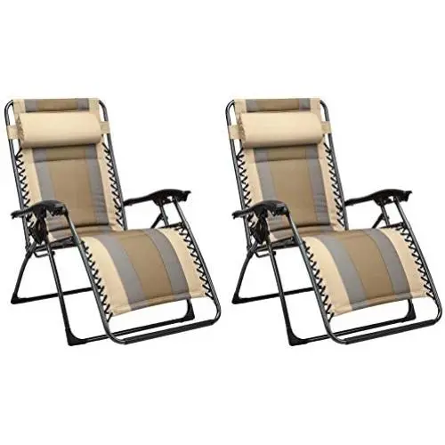 Amazon Basics Outdoor Padded Zero Gravity Lounge Beach Chair - Pack of 2