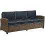 Crosley Furniture KO70051WB-NV Bradenton Outdoor Wicker 5-Piece Set (Sofa, 2 Arm Chairs, Side & Coffee Table), Brown with Navy Cushions