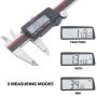 VINCA DCLA-0605 Electronic Digital Vernier Micrometer Caliper Measuring Tool Stainless Steel Large LCD Screen 0-6 Inch/150mm, Inch/Metric/Fractions, Red/Black