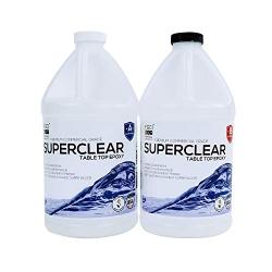 Superclear Premium Amazing Clear Cast Epoxy Pourable Resin, Food Safe Epoxy for Wood Tables, Concrete Countertop Sealers, Orgone Supplies, Epoxy Resin Molds - 1 Gallon, 2 Part Epoxy Resin Kit