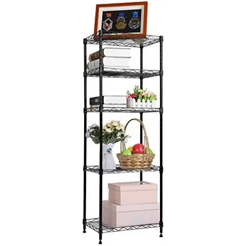 YOHKOH 5-Wire Shelving Metal Storage Rack Adjustable Shelves for Laundry Bathroom Kitchen Pantry Closet, Black YOHKOH 5-Wire Shelving Metal Storage Rack Adjustable Shelves for Laundry Bathroom Kitchen Pantry Closet, Black