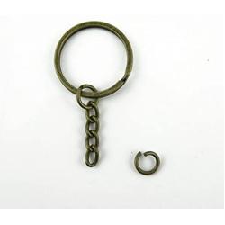 yueton Pack of 100 25mm/0.98'' Metal Split Key Ring with Chain (Bronze)