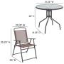 Flash Furniture Nantucket 6 Piece Brown Patio Garden Set with Table, Tan Umbrella and 4 Folding Chairs
