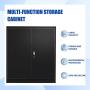 INTERGREAT Locking Metal Storage Cabinet with Doors, Lockable Steel Storage Cabinet with Lock and Shelves, Heavy Duty Metal Cabinet for Office, Garage, Home, Shop, Basement (Black)