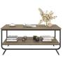 HOMECHO Industrial Coffee Table, 2-Tier Wood and Metal Rustic Cocktail Table with Storage Shelf, for Living Room Office, Easy Assembly, Brown 43 inch
