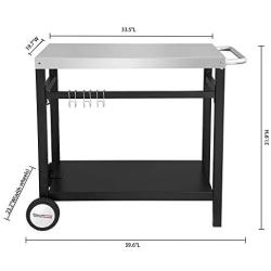 Royal Gourmet Double-Shelf Movable Dining Cart Table,Commercial Multifunctional Stainless Steel Flattop Worktable PC3401S