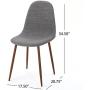 Christopher Knight Home 301730 Raina Mid-Century Modern Fabric Dining Chairs with Wood Finished Metal Legs, 2-Pcs Set, Light Grey / Dark Brown