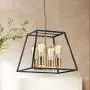 Saint Mossi Black and Gold Chandelier with 4 Lights,Metal Island Lighting,Farmhouse Industrial Country Hanging Pendant Light Fxiture for Living Room,W14''xH60'' with Adjustable Rods