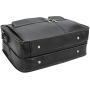 Texbo Mens Solid Full Grain Cowhide Leather Large 17 Inch Laptop Briefcase Messenger Bag Tote with YKK Zippers (Black -Calfskin Leather)