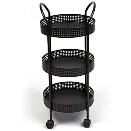 Mind Reader 3 Tier Metal All Purpose Utility Cart with Wheels, Black