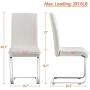 Yaheetech 4pcs Dining Chairs Armless Dining/Living Room Kitchen Chairs PU Leather Upholstered Seat and Metal Legs Side Chairs with High Back Modern, White
