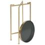 Kate and Laurel Celia Round Metal Foldable Tray Accent Table, Gray with Gold Base