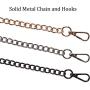 Craxoo Purse Chain Strap | Metal Replacement with Faux Leather for Crossbody Bag and Shoulder Handbag | 47 Inch Long, Smooth Black Gunmetal