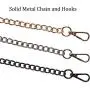 Craxoo Purse Chain Strap | Metal Replacement with Faux Leather for Crossbody Bag and Shoulder Handbag | 47 Inch Long, Smooth Black Gunmetal