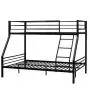 Bonnlo Bunk Bed Twin Over Full Sturdy Metal Bed Frame with Flat Ladder and Guardrail for Adults/Children/Teens, Black