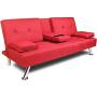 NOUVCOO 2020 Quality Upgraded Sofa Modern Faux Leather, Convertible Folding Recliner Lounge Futon Couch with Cup Holders/Armrest/Metal Legs for Living Furniture/Bed Room/Home/Small Places, Red