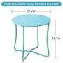 Metal Patio Side Table 18” x 18” Heavy Duty Weather Resistant Anti-Rust Outdoor End Table Small Steel Round Coffee Table Porch Table Snack Table for Balcony Garden Yard Lawn, Light Blue Metal Patio Side Table 18” x 18” Heavy Duty Weather Resistant Anti-Rust Outdoor End Table Small Steel Round Coffee Table Porch Table Snack Table for Balcony Garden Yard Lawn, Light Blue