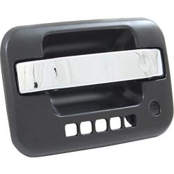 Exterior Front Door Handle 2004-2014 Ford F-150 Chrome Lever/Primed Housing with Keyhole and Keypad Hole with Metal Connector Driver Side