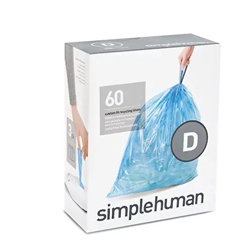 simplehuman Code D Custom Fit Drawstring Recycling Trash Bags, 20 Liter / 5.2 Gallon, 60 Count simplehuman Code D Custom Fit Drawstring Recycling Trash Bags, 20 Liter / 5.2 Gallon, 60 Count