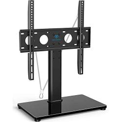 Universal TV Stand - Table Top TV Stand for 32-47 Inch LCD LED TVs - Height Adjustable TV Base Stand with Tempered Glass Base & Wire Management & Security Wire, Holds Up to 88lbs, VESA 400x400mm