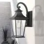 Emliviar Outdoor Wall Lantern, 1-Light Exterior Wall Mount Light with Clear Glass in Black Finish, 18'' Height, 500181
