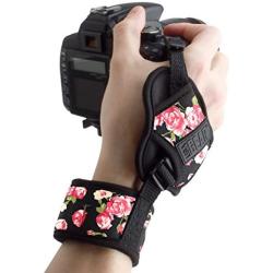 USA GEAR Professional Camera Grip Hand Strap with Floral Neoprene Design and Metal Plate - Compatible with Canon , Fujifilm , Nikon , Sony and more DSLR , Mirrorless , Point & Shoot Cameras