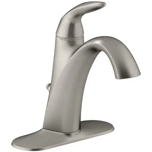 KOHLER Alteo K-45800-4-BN Single Handle Single Hole or Centerset Bathroom Faucet with Metal Drain Assembly in Brushed Nickel KOHLER Alteo K-45800-4-BN Single Handle Single Hole or Centerset Bathroom Faucet with Metal Drain Assembly in Brushed Nickel