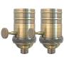 Royal Designs Vintage 3-Way Turn Knob Lamp Socket, Antique Brass, Set of 2