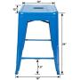 UrbanMod 24 Inch Bar Stools for Kitchen Counter Height, Indoor Outdoor Metal, Set of 4, Blue