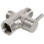 SmarterFresh Brass T-Valve Adapter Brushed Nickel Finish for Handheld Bidet - 3 Way Shut Off Valve Bidet Attachment, On Off Three Way Valve for Tee Adapter