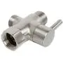 SmarterFresh Brass T-Valve Adapter Brushed Nickel Finish for Handheld Bidet - 3 Way Shut Off Valve Bidet Attachment, On Off Three Way Valve for Tee Adapter