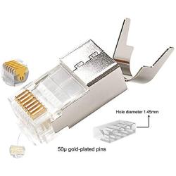 VBOR CAT7 Large Connector RJ45 Shielded Connector RJ45 Plug 50μ-Gold Plated Modular Plug 2 Piece Set for CAT7 Ethernet Cable (50 Pieces Pack)