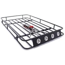 LCX Racing 1/10th RC Crawler Car Metal Roll Cage Luggage Tray Roof Rack for Axial SCX10 II 90046 TRX4 Redcat Gen8 Scout II, Upgrades Parts Accessories