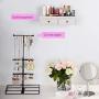 Keebofly Jewelry Organizer Metal & Wood Basic Storage Box - 3 Tier Jewelry Stand for Necklaces Bracelet Earrings Ring White