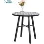 PHI VILLA 3 Piece Outdoor Patio Bistro Dining Set, Slatted Metal Round Table & 2 Patio Chairs, Outdoor Furniture Set for Porch, Deck