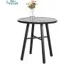 PHI VILLA 3 Piece Outdoor Patio Bistro Dining Set, Slatted Metal Round Table & 2 Patio Chairs, Outdoor Furniture Set for Porch, Deck