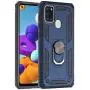 SWP for Samsung Galaxy A21S Case, Dual Layer Shock-Absorption Armor Cover,Full-Body Protective Case with Metal Ring Holder Kickstand for A21S (Blue)