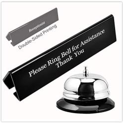 UCEC Call Bell, NO Receptionist Sign, 3.35 Inch Metal Construction Desk Service Dinner Bell, Please Ring Bell Sign for Service Assistance for Hotels, Schools, Restaurants, Reception Areas, Hospitals