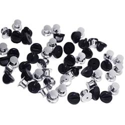 60 Pieces Pin Backs, AFUNTA 30 Pcs Metal & 30 Pcs Rubber Pin Backs Locking Pin, Replacement Pin Backs Keepers - Silver & Black