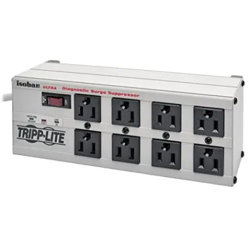 Tripp Lite ISOBAR8ULTRA Isobar 8 Outlet Surge Protector Power Strip, 12ft Cord, Right-Angle Plug, Metal Lifetime Limited Warranty & Dollar 50,000 Insurance White